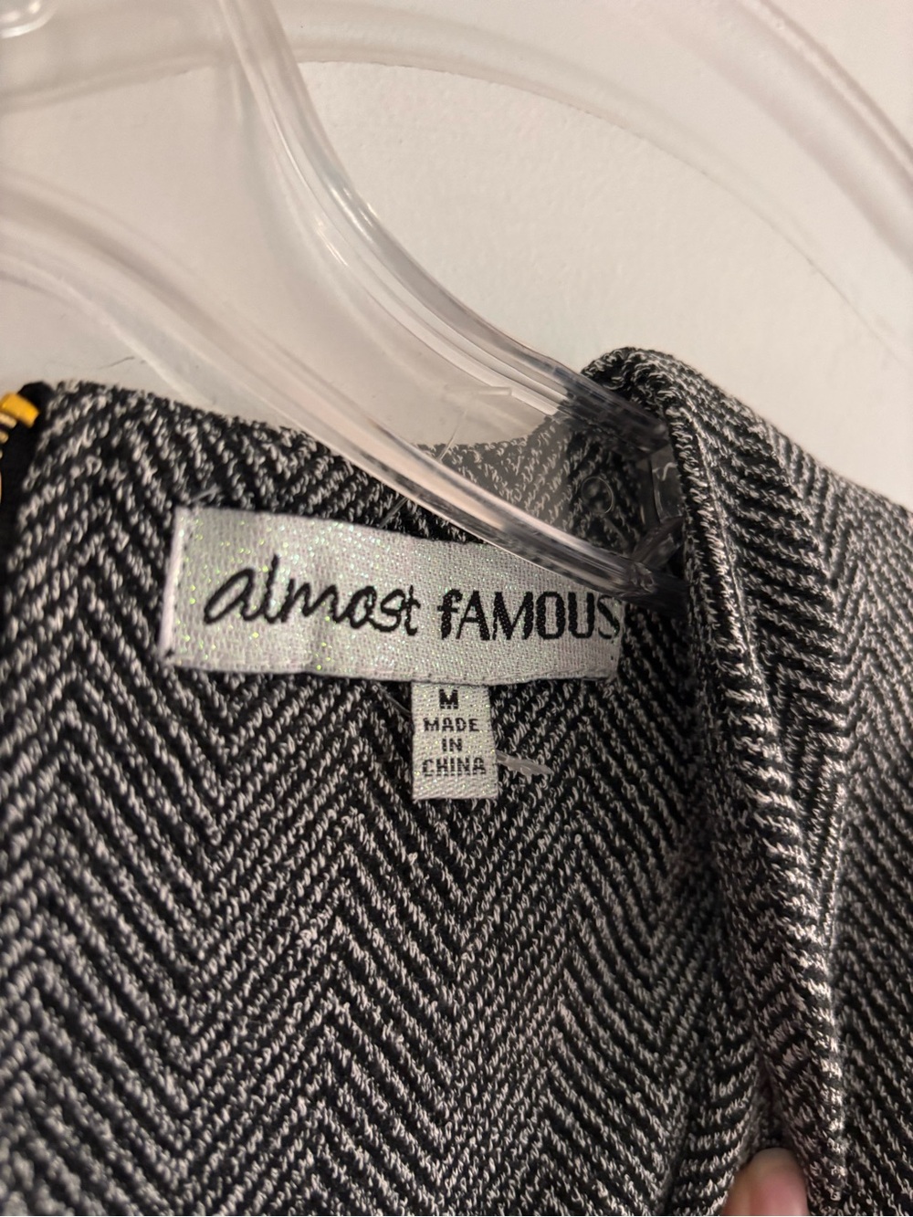 Almost Famous Gray Herringbone Midi Sheath Dress with Black Belt - Picture 7 of 10